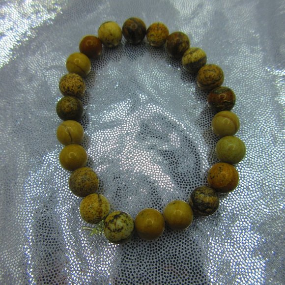 Picture Jasper 8mm Round 7" Stretchy Gemstone Bracelet - Picture 2 of 3